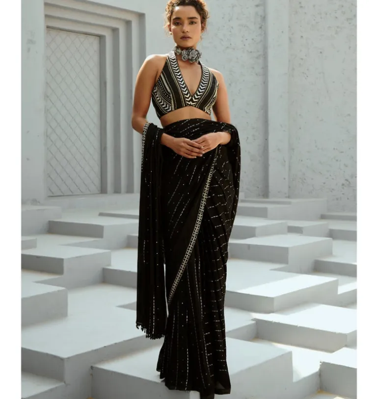 Galaxy Pre Drape Sari Set