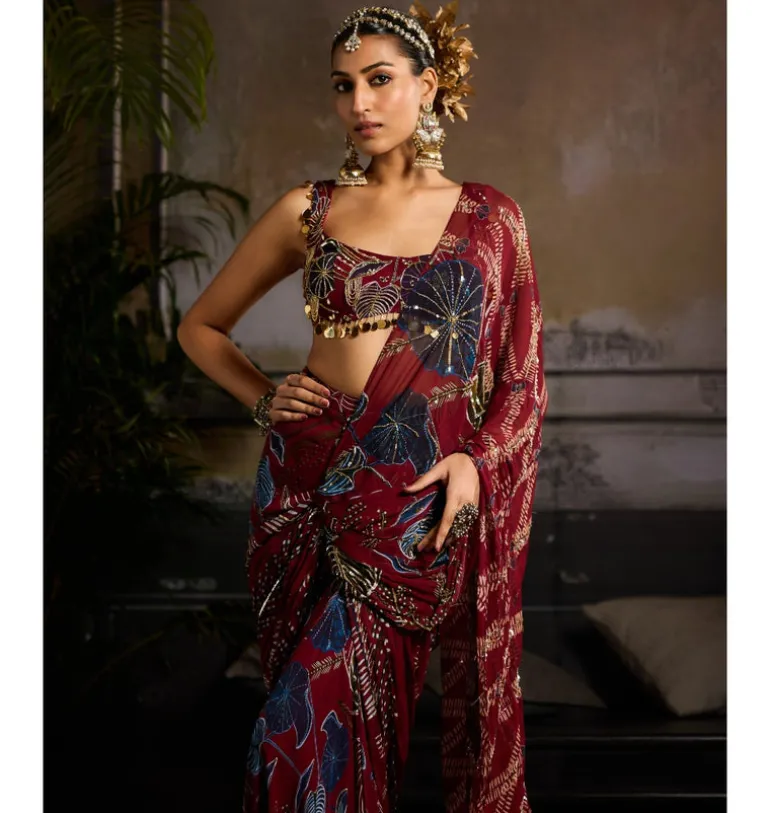 Garnet Glow Sari Set