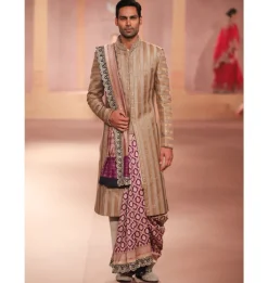 Gold Embroidered Lace Sherwani Set