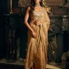Gold Mirror work Sari Set