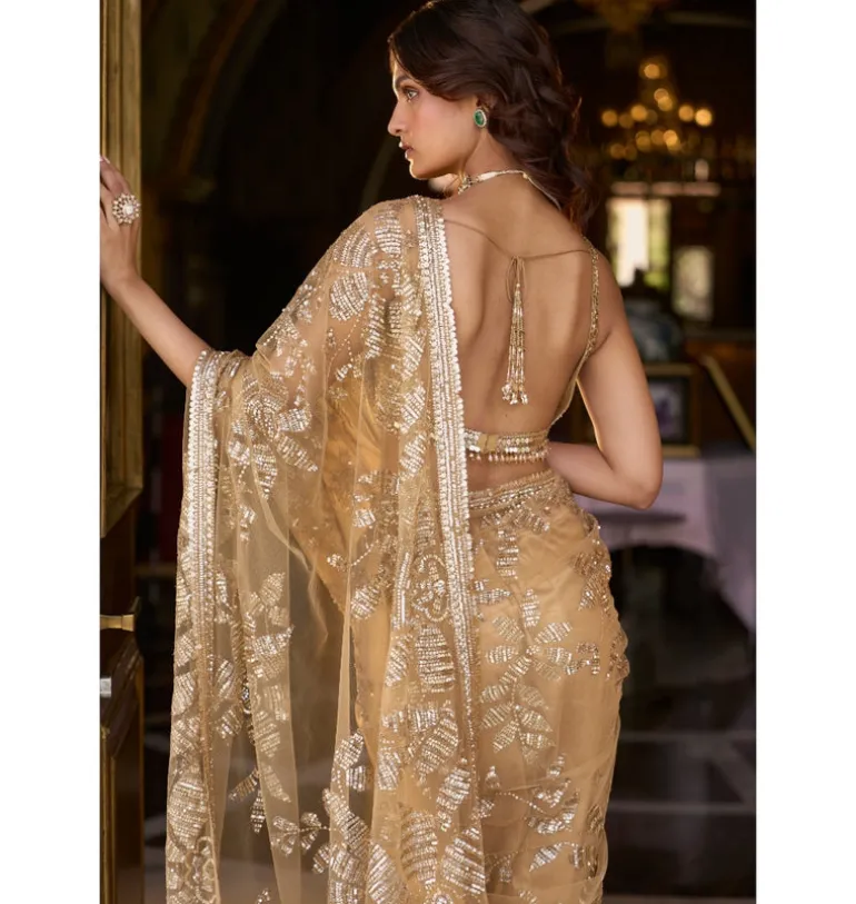 Gold Sequin Sari