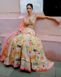 Gold Sequins Lehenga Set