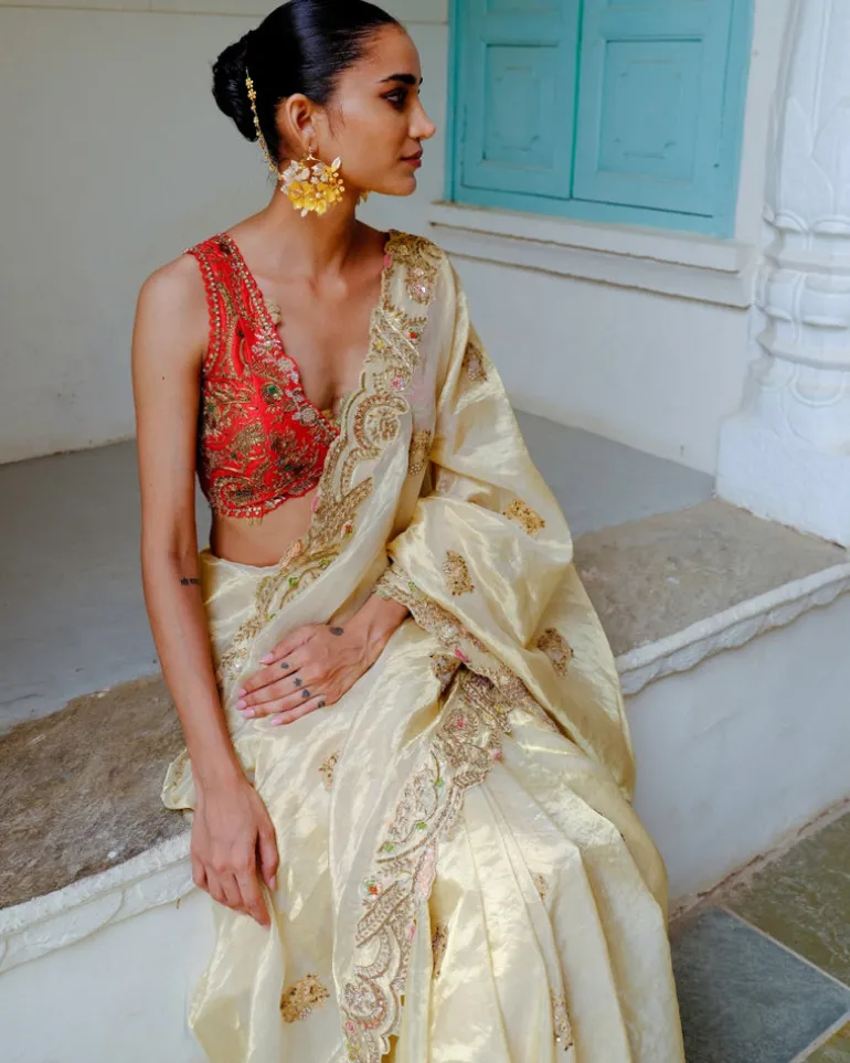 Gold Zari Sari Set