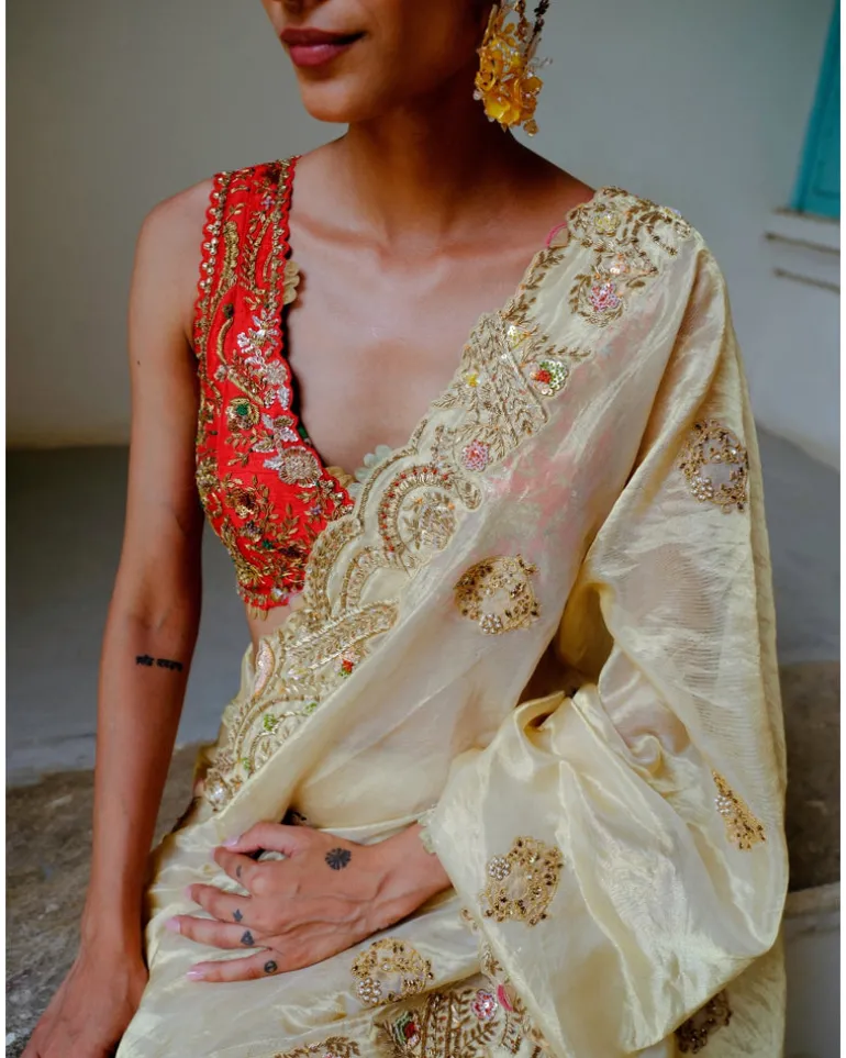 Gold Zari Sari Set