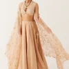 Golden Beige Embroidered Silk Satin Lehenga