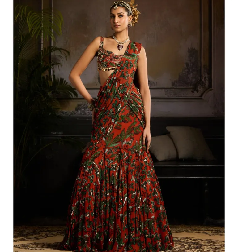 Golden Harvest Draped Sari Set
