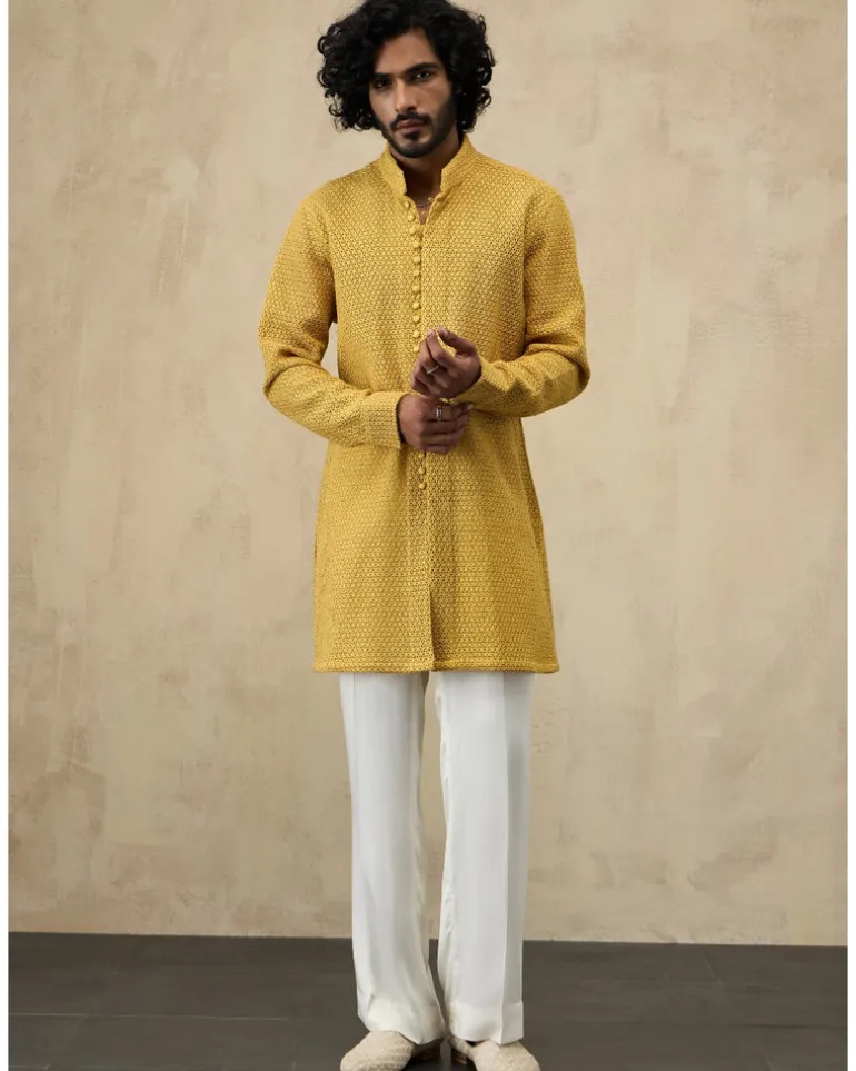 Golden Hour Jaal Luppi Button Kurta Set
