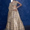 Golden Shimmer Organza Flower Lehenga Set