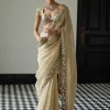 Golden Shimmer Organza Sari Set