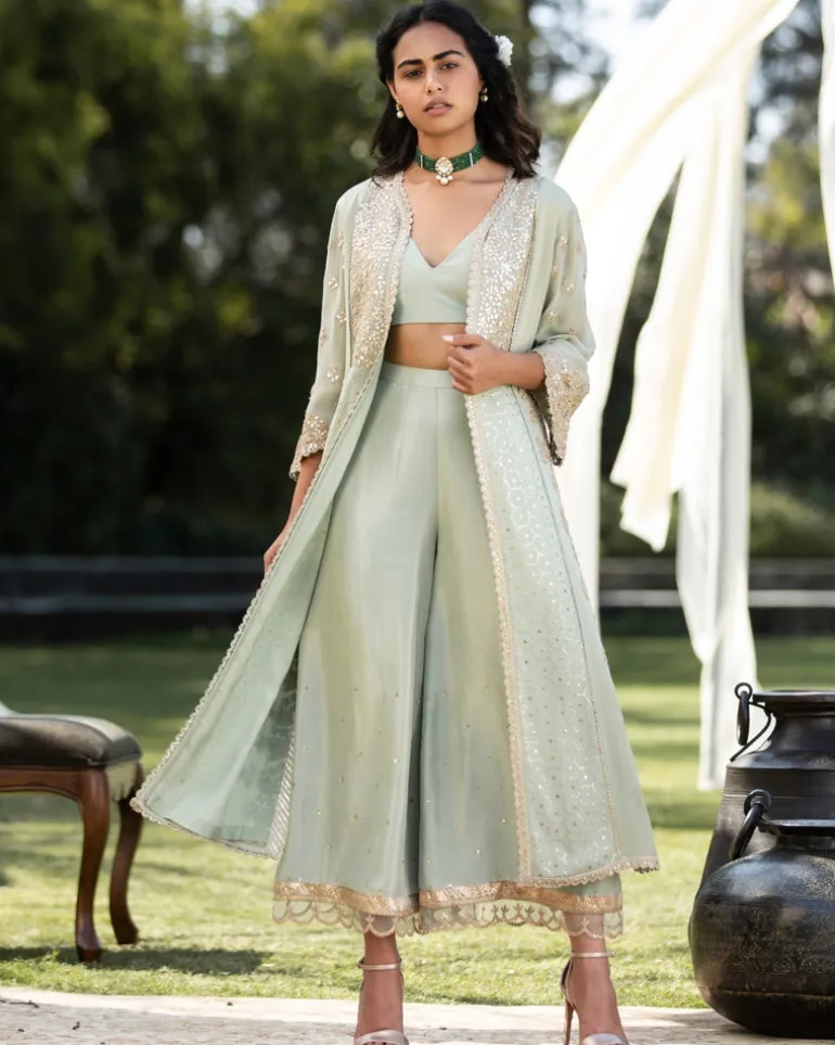 Gota Mukaish Jacket Set