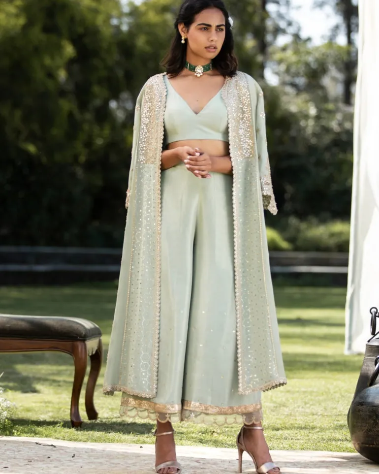Gota Mukaish Jacket Set