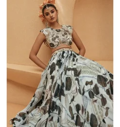 Green & White Dew Lehenga Set