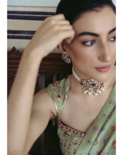 Green Embroidered Sari Set