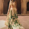 Green Floral Print Lehenga Set