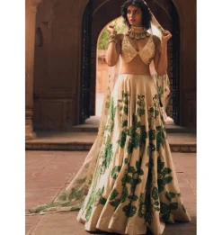 Green Floral Print Lehenga Set