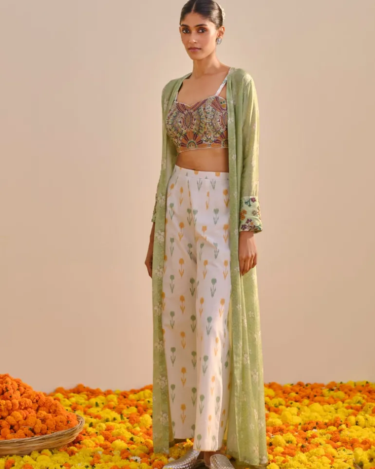 Green Floral Tulip Cape Set