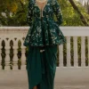 Green Jacquard Peplum Set