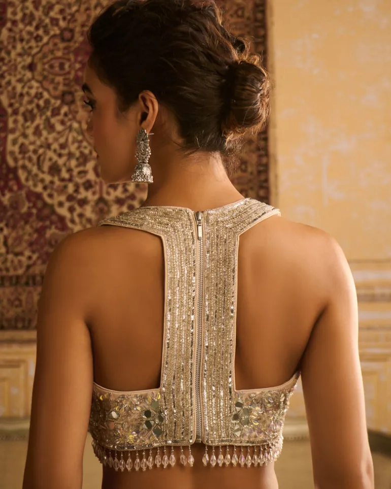 Green Print & Embroidered Sharara Set