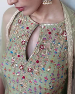Green Print Sharara Set