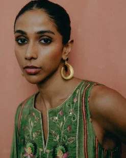 Green Printed Kurta With Ombre Dupatta Set