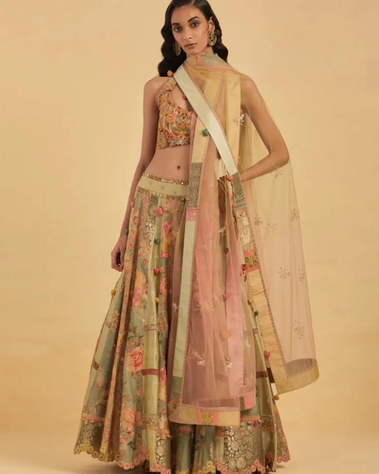 Green Silk Lehenga Set