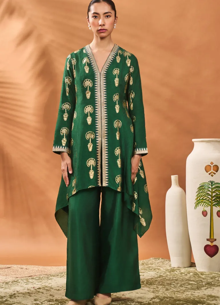 Green Traveller'S Palm Tunic Set
