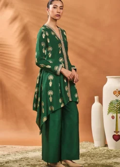 Green Traveller'S Palm Tunic Set