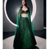 Green Vertical Sequins Lehenga Set