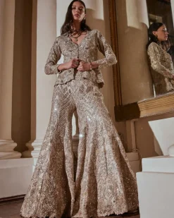 Grey Amor Jacket And Sharara Set