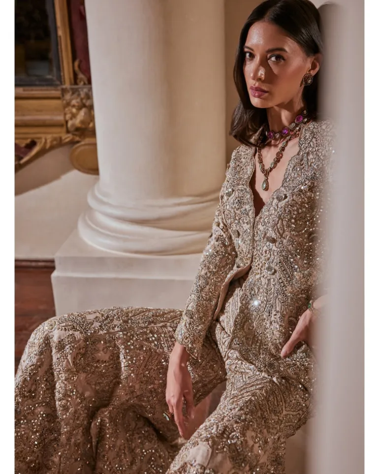 Grey Amor Jacket And Sharara Set