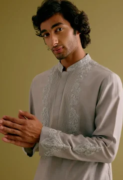 Grey Dori Embroidered Kurta Set