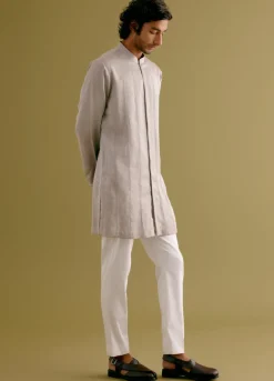 Grey Front-Open Kurta Set