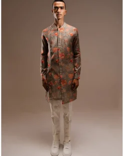 Grey Hamdard Long Kurta Pyjama Set