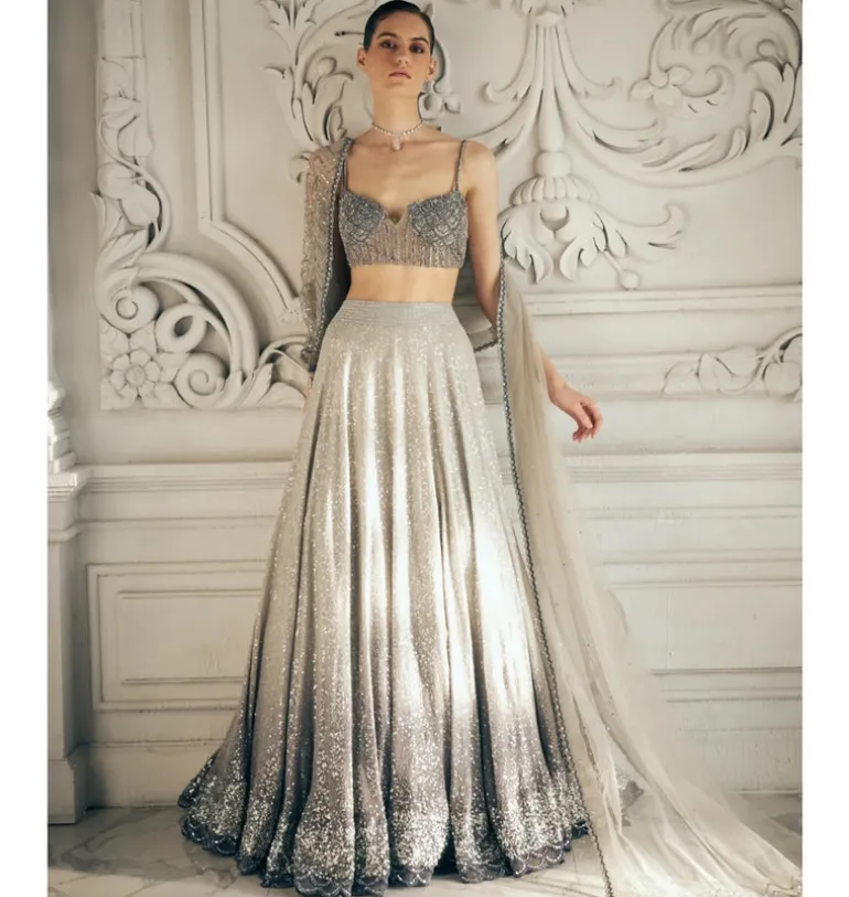 Grey Ombre Sequins Lehenga Set