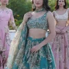 Grey Organza Floral Lehenga Set
