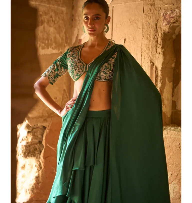 Gulbargh Pre-Draped Sari Set