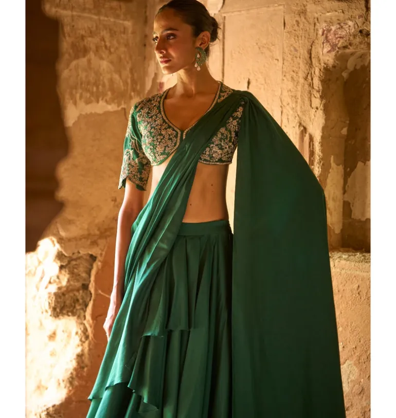 Gulbargh Pre-Draped Sari Set