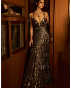 Gun Metal Sequin Gown