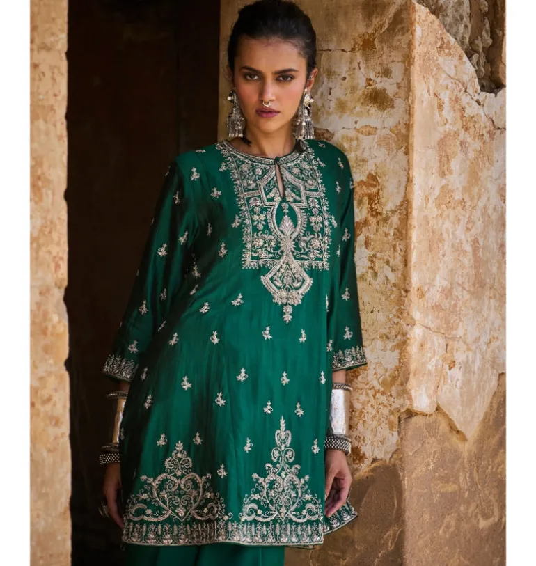 Gurleen Panel Tunic Wrap Skirt Set
