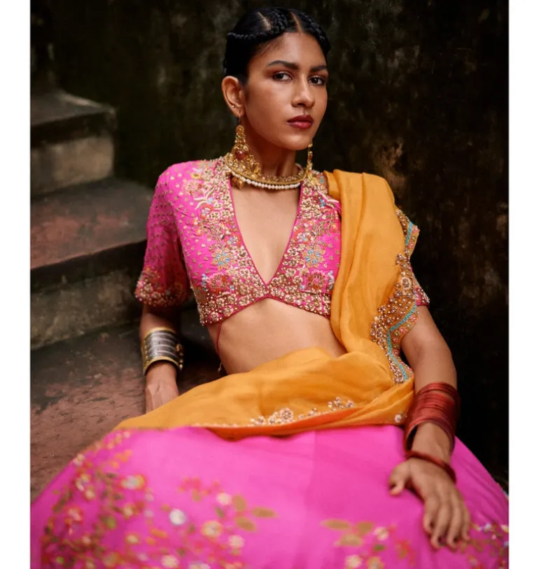 Gutha Phool Lehenga Set