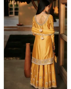 Haldi Yellow Coastal Mogra Sharara Set