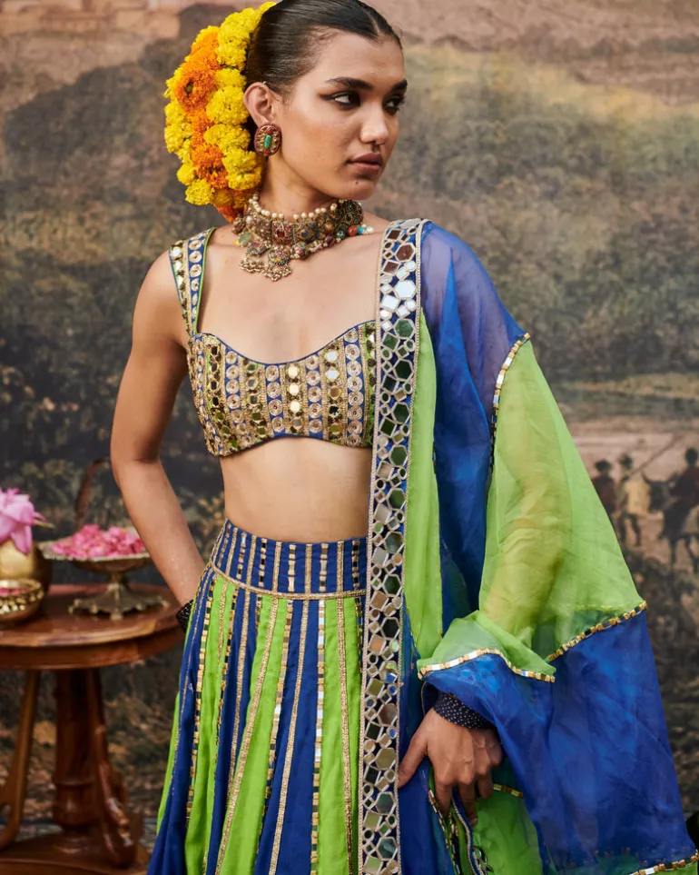 Hari Neel Lehenga Set