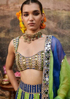 Hari Neel Lehenga Set