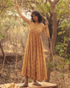 Harlow Yellow Anarkali Set
