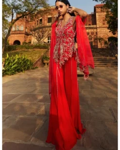 Humaira Chiffon Jacket And Sharara Set