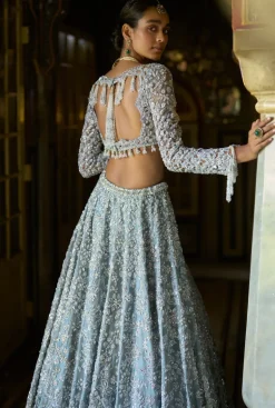 Ice Blue Tissue Lehenga Set