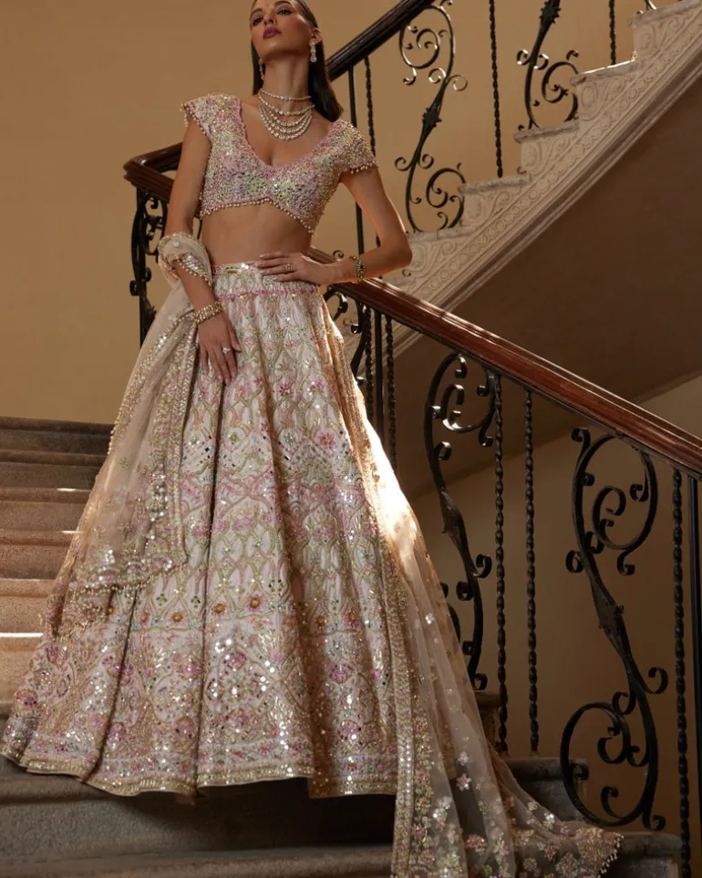 Ice Pink Mirror Lehenga Set