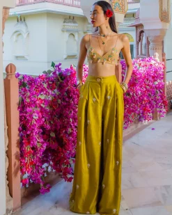 Indian Olive Trouser Set, Slinky Pineapples Bralette