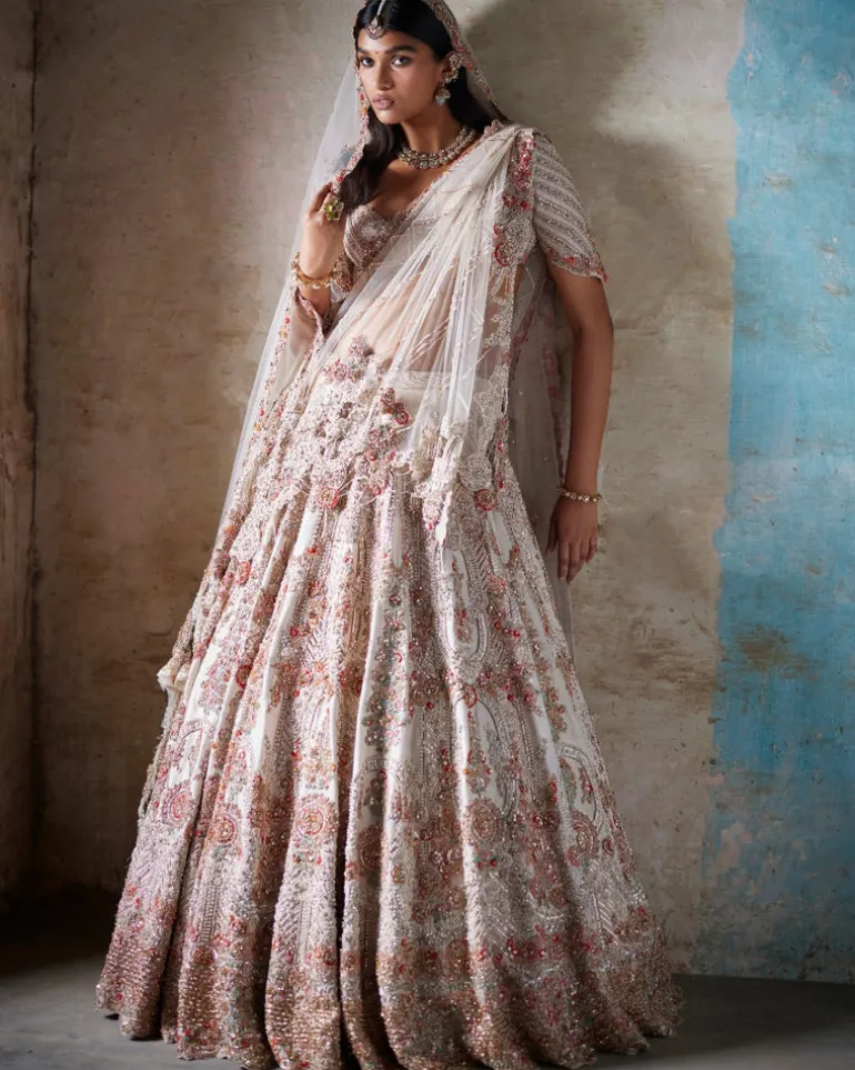 Irene Ivory Raw Silk Bridal Lehenga