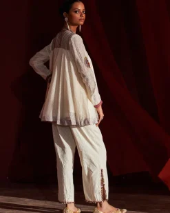 Ivory Embroidered Peplum Set